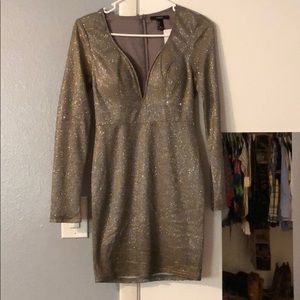 Goldish/Silver body con thigh high dress